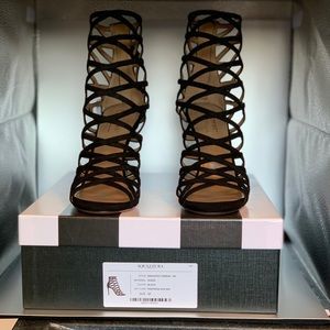 New Aquazzura Knockout Sandals 105mm Black Size 37